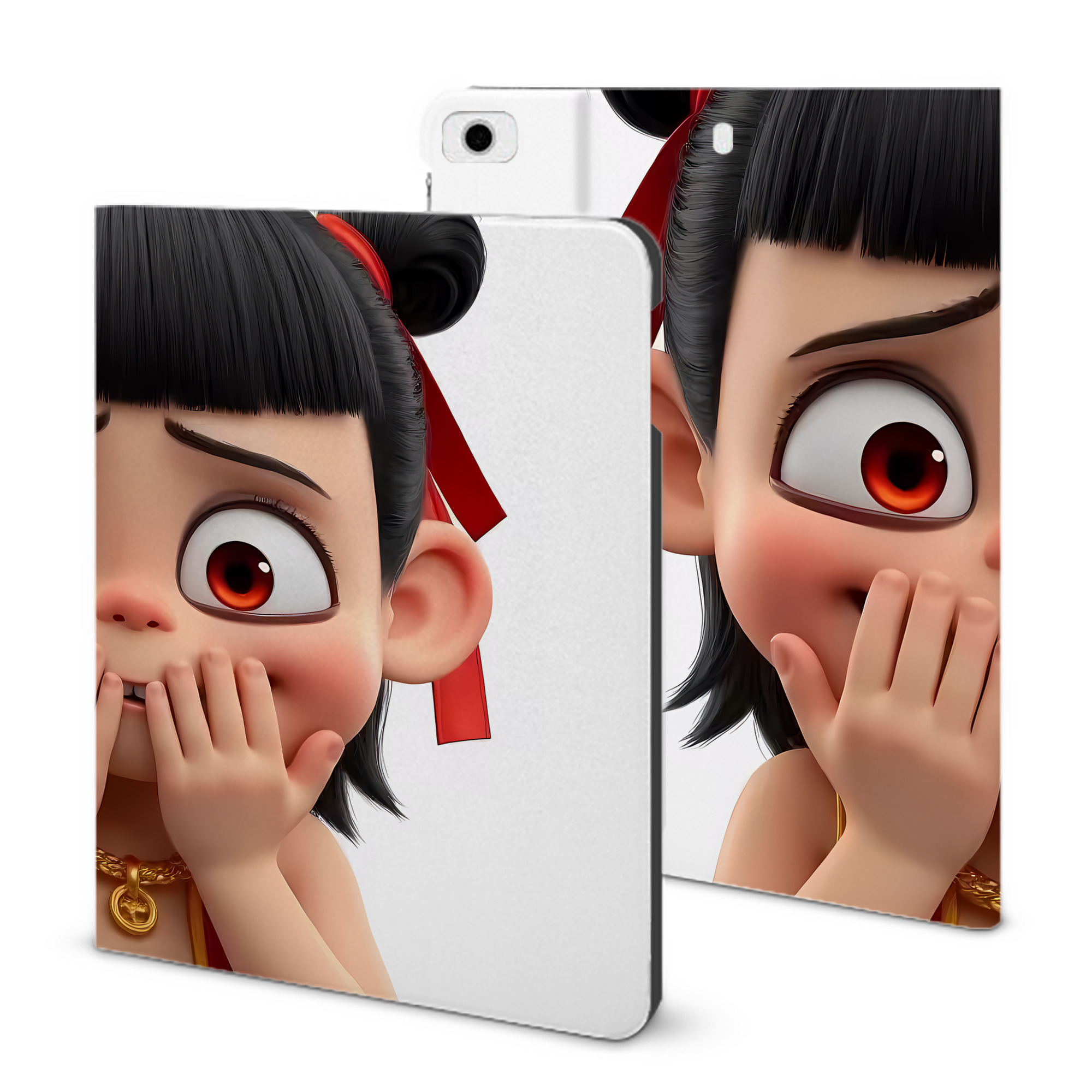 （画像用） Ne Zha 2 ナタ 魔童の大暴れ IPad ケース ブック型 PUレザー TPU 耐衝撃 軽量 薄型 ペン収納なし 全面保護 IPad 各モデル対応